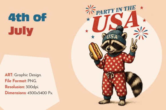 Download Party in the Usa 4th of July Raccoon PNG - Party Collection