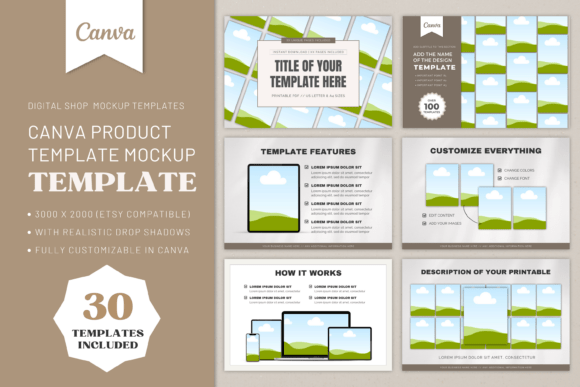 Download Digital Product Mockup, Canva Mockup - Product mockup Collection