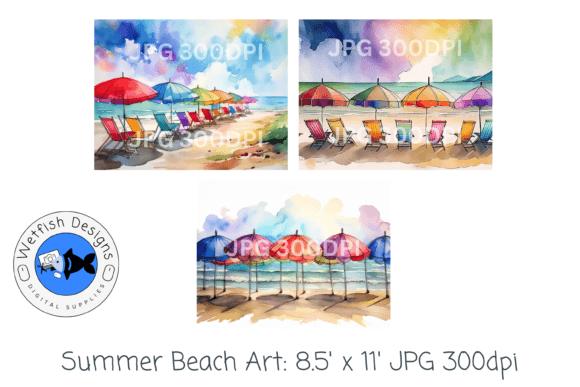Download Summer Beach Watercolor Digital Prints - Digital prints Collection